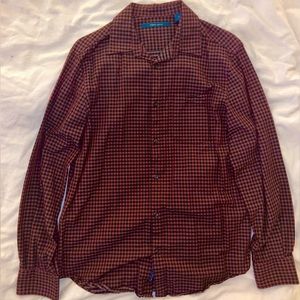 Perry Ellis Long-sleeve Button-down Checkered Shirt